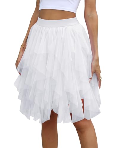 Kingfancy Tulle Skirts for Women Short Fairy Skirt Tutu A-Line Mesh Layered Halloween Skirts2