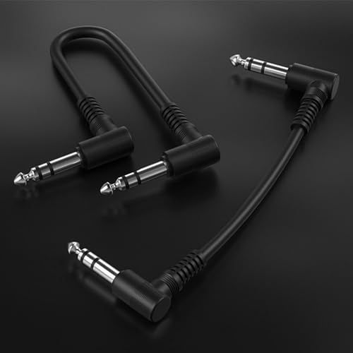 YIMATEECO Gitarren Klinkenpatchkabel, 6.35mm Gitarren Patchkabel Rechtwinklig 1/4’’ Stereostecker Instrumentenkabel für Gitarre/Bass Effektpedale Pedalboard TS Audio Kabel (15CM Stereo, 3er-Pack)