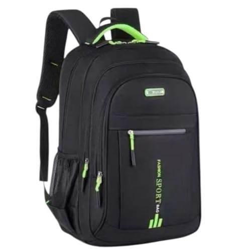 Mochila Escolar Trabalho Alças De Costas Unissex 3 Bolsos (Escrita Verde)