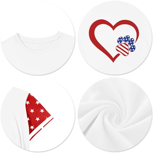 Image of CAZYCHILD Girls 4th of July USA Shirt American Flag Patriotic T-Shirt Independence Day Outfit for Kids 5-14Years