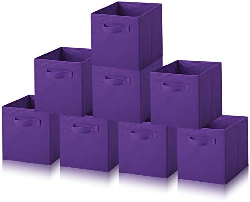 Amazing Tour 4 PCS Cube Storage Boxes 33x38x33 Foldable Fabric with Handles Collapsible for Home Office Nursery Organiser - Clothes Basket Containers, Gray