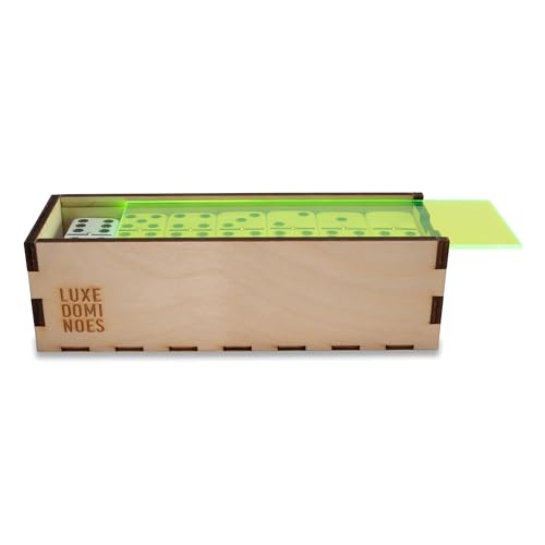 Deluxe Modern Domino Set Doble Seis en caja de madera miniatura 4