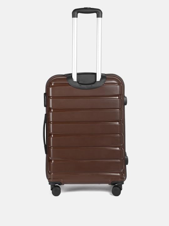 Image of Teakwood 8 Wheel Set of 2 Trolley Bag, Hard Cabin with Zipper Closure, Adjustable Push Button & Cross Side Strap, TSA Lock System 360 Degree (Small-Medium, Brown)