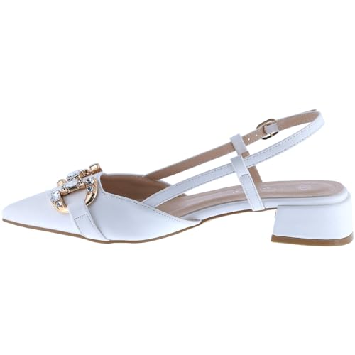 Women's Fashion Metal Decor Pointed Toe Slingback Flats Low Block Heel Pumps Crystal Buckle Pump Heels Dress Shoes Summer Elegant Basics Business Casual Business Chic Spring Shoes Spring Break Easter3