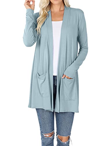 Image of Women's Open Front Cardigan Long Sleeve with Pockets Casual Outwear