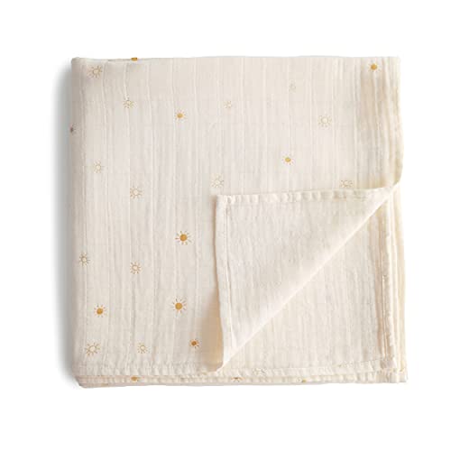 Image of mushie Muslin Baby Swaddle Blanket | 100% Organic Cotton (Sun)
