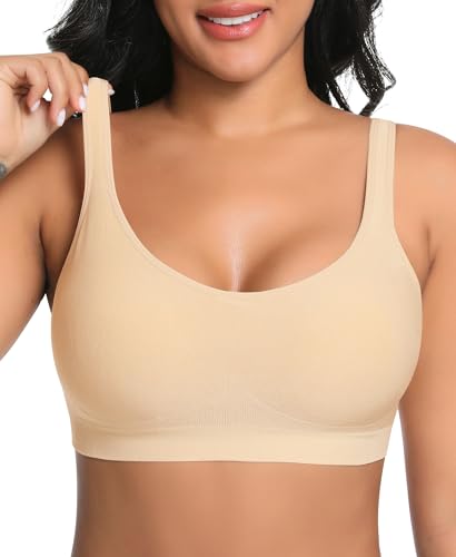 Image of Wireless Sewn in Padded Bras for Women Comfortable Full Coverage Bralettes No Underwire Everyday Tshirt Bra
