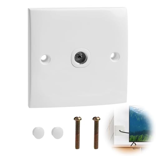 TIANXUAN TV Aerial Socket Coax Wall Faceplate TV FM Coaxial Aerial Wall Socket Plate Outlet 50 60HZ Junction Flame Retardant Materials for Reliable FM Radio Connections(White Single) - Image 6
