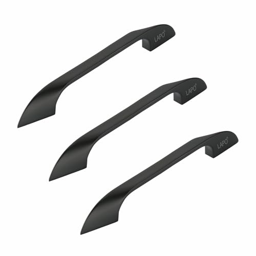Image of LAPO 6 Inch Cabinet & Drawer Handles, Designed for Wardrobe and Kitchen Use, Scratch Resistant Coating, Comfortable Hold Design, 3 Years Warranty (160mm, Black Finish, Pack of 3) - Twist