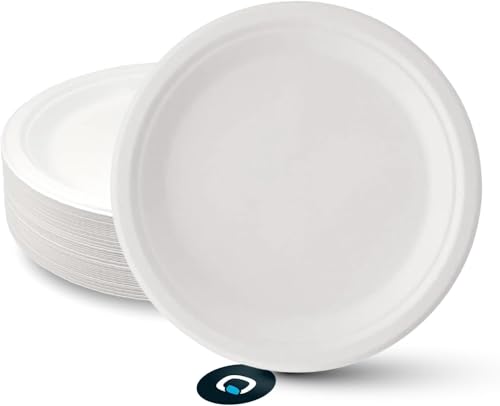 MAQA 100 Piatti Piani Biodegradabili e Compostabili Ø 23 cm