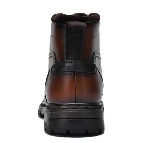 Image of Holy dove Mens Brown Leather Casual Oxford Dress Boots Genuine Leather Mid Top Cap Toe Ankle Chukka Boot Shoes for Men Size 12