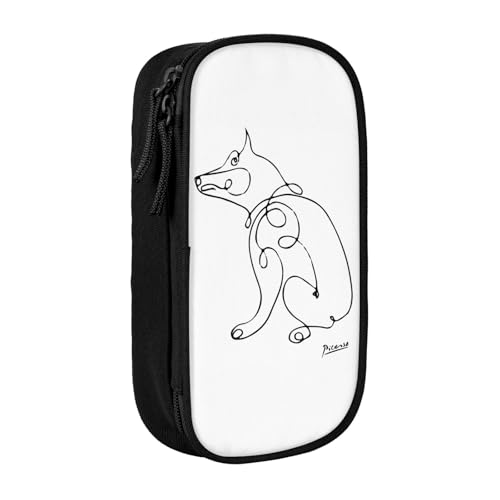 パブロ・ピカソ 犬の絵ペンケース 文具 ファッション 収納 筆袋 多功能 中の高校生 軽い量 男女通用 鉛筆の箱 学生 児童 誕生日 入学 贈り物 包 収納包 Black