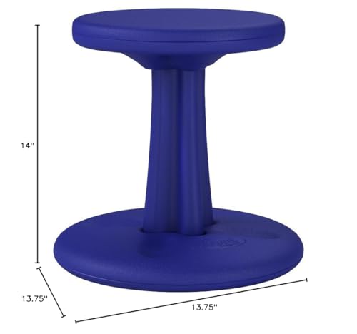KORE Design Wobble Stool Chair, Girls + Boys Kid Desk Stools, Ergonomic Small Office Chairs, Flexible Seating for Active Child, ADD/ADHD, Classroom, School, Home, Kids (14in), Age 6-7 yrs, Blue