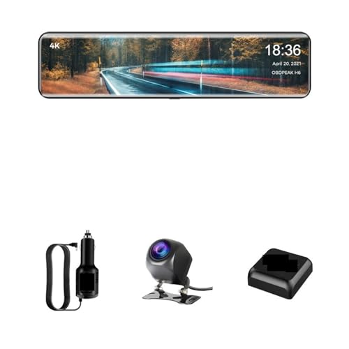 Cámara de salpicadero 4K espejo retrovisor con DVR doble lente, GPS y grabador automático