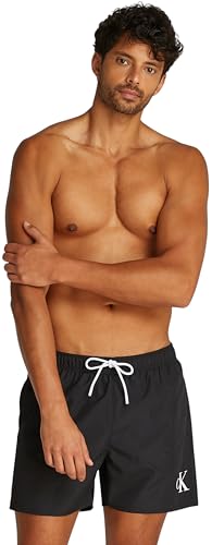 Calvin Klein Bañador Hombre Medium Drawstring con logotipo, Negro (Pvh Black), L