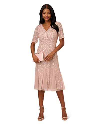 Image of Adrianna Papell Women's Beaded Midi Dress with Godets