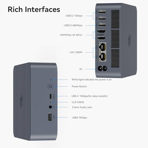 Image of Beelink EQi13 Mini PC, Intel Core i5 13500H(12C /16T, Up to 4.7GHz), 24GB LPDDR5 5200MHz 500GB PCle4.0 SSD, Mini Computer Dual HDMI Display 4K, Dual Gigabit LAN, WiFi6 /BT5.2 /Office Micro PC