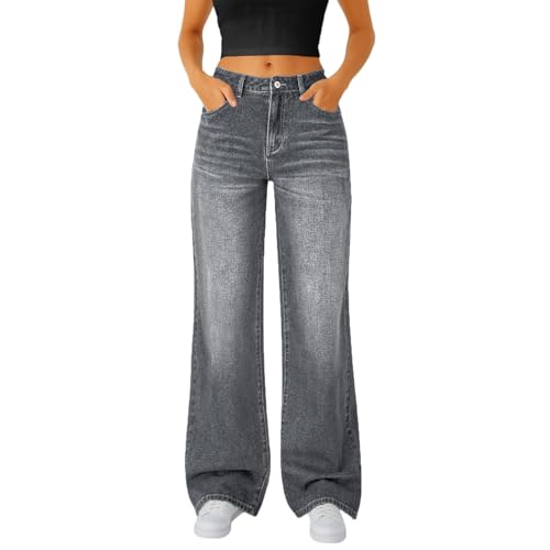 Straight Leg Jeans for Women Trendy High Waist Jeans Ladies Relaxed Fit Denim Pants Cowgirl Outfits with Pockets