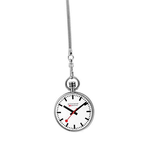 Mondaine Pocket- Reloj de bolsillo, movimiento de cuarzo Ronda 313, acero inoxidable