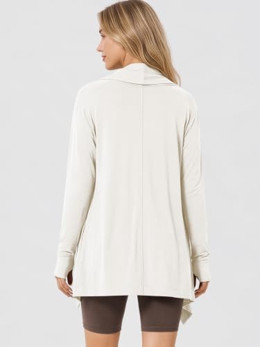 Image of ODODOS Women's Drape Open Front Cardigans Cozy Soft Long Sleeve Casual Wrap Outerwear with Pockets Thumb Hole