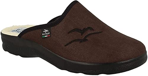  Fly Flot 82621 KL Testa di Moro Ciabatte Uomo Made in Italy Zeppa 3,5 CM Fodera in Vera Lana Marrone 43