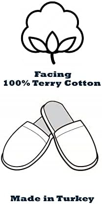 Arus Men's Turkish Terry Cotton Cloth Spa Slippers, One Size Fits Most, Ocean Blue with Black Sole