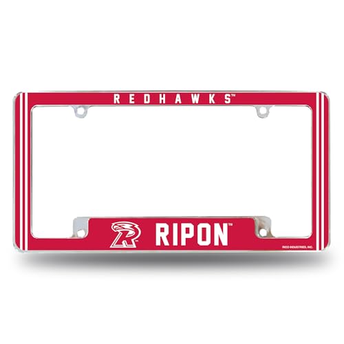 Rico Industries NCAA Ripon Red Hawks 12" x 6" Chrome All Over Automotive License Plate Frame for Car/Truck/SUV