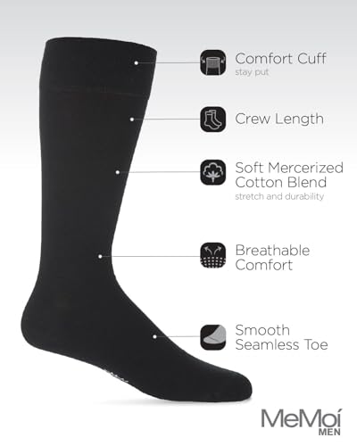 MeMoi Men's 3 Pair Pack Flat Knit Mercerized Cotton Crew Socks3