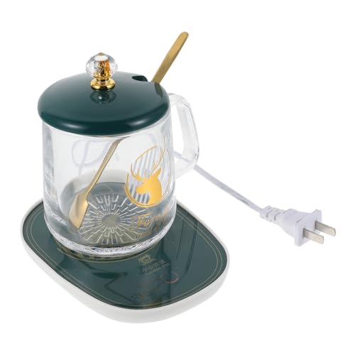 OKUMEYR 1Set Creative Present Mug Warmer Coaster with Cup Scoop Mug Voltage for Keeping Beverages Warm