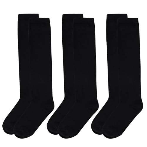 Dxhycc 3 Pairs Girls Knee High Socks Soft Cotton School Uniform Dress Socks Long Over The Knee