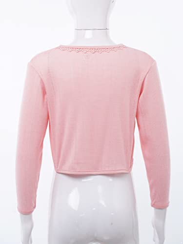 JanJean Kids Girls Basic Cotton Cardigan Long Sleeve Cropped Shrug Jackets One Button Solid Cardigan Outerwear Casual Wear4