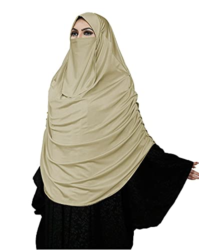 AKRILANE Niqab for Women | Face Covering Hijab | Satin Lycra Plain Stretchable Overhead Scarf Hijab Burka Niqab w/Frills