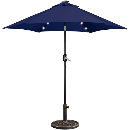 Yaheetech 7.5FT LED Patio Umbrella with Base Market Umbrella Solar