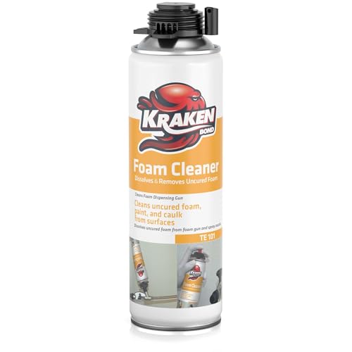 Kraken Bond Spray Foam Gun Cleaner - (1x12.3oz) Polyurethane Insulation Cleaner Spray, Dissolves Uncured Expanding Foam Cleaner Spray for Extended Tool Durability - 1 Pack