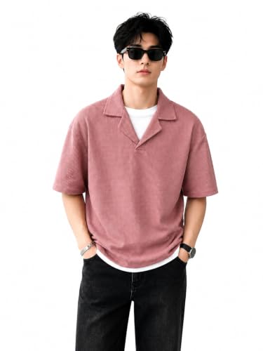 Image of Waffle (Cotton) Men t-Shirts Classic Short Sleeve Lightweight Summer Wear Casual Oversized t Shirt for Men