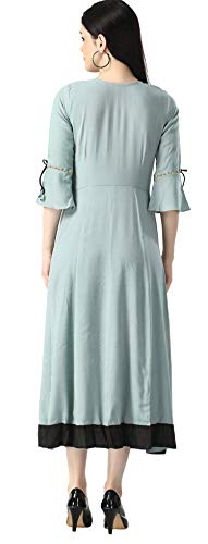 Image of OM SAI LATEST CREATION Women's Ruby Rayon Foil Printed Long Anarkali Kurti