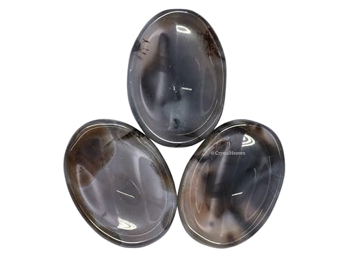 Image of Certified Dendrite Agate Crystal Thumb Worry Pebbles Stones for Anxiety Stress Relief Massage - AAA Grade Original Healing Gemstone Agate Rubbing Stone for Yoga Meditation Spiritual Reiki Feng Shui
