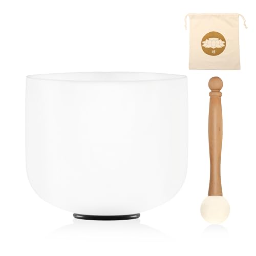 DiDiBirDi 8-Inch Crystal Singing Bowl B Tone with Wooden Hammer O-ring and Storage Bag, Suitable for Yoga, Meditation, Relaxation