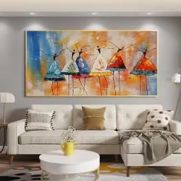 Affiche murale classique abstraite avec ballerine colorée de salon
