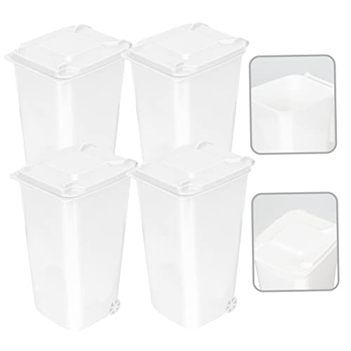 Caneca de basura compacta de escritorio plástico blanco 4pcs miniatura 4