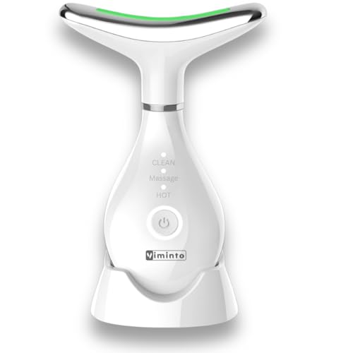 VIMINTO ® 3-in-1 Face Massager – Facial Massager Tool with Soothing Heat, Vibration, and Smart Touch – Red, Blue & Green Light Modes for Relaxation and Radiance – Compact & Portable – White