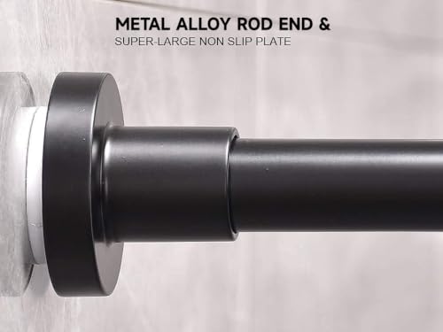 Image of BRIOFOX Shower Curtain Rod 43-73 Inches Matte Black, Rustproof and Non-Fall Down Spring Tension Rod for Window or Bathroom, Stainless Steel