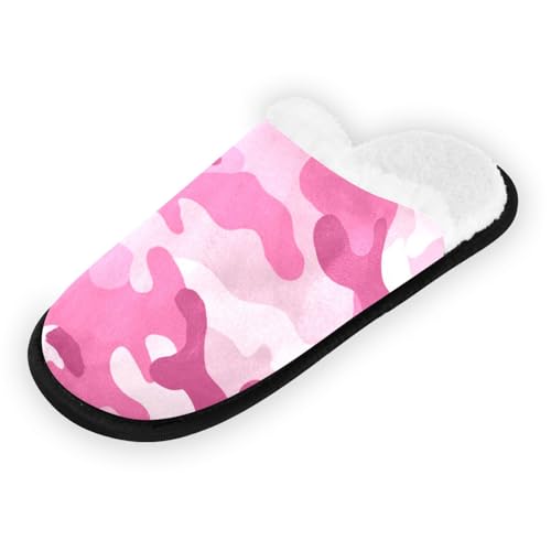 Retro Camo Pink Slippers For Women Men Soft Memory Foam Non-Slip Camouflage Winter Indoor House Shoes Travel Slipper2