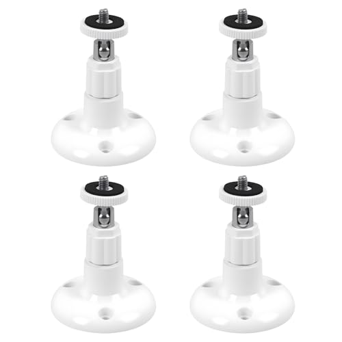 4 Stück Kamerahalterung Wandmontage verstellbar für Innen und Außen, 6,35 mm Schraubgewinde, 360° drehbar, 90° neigbar, ABS Kunststoff, kompatibel mit den meisten Kameramodellen, ohne Schrauben