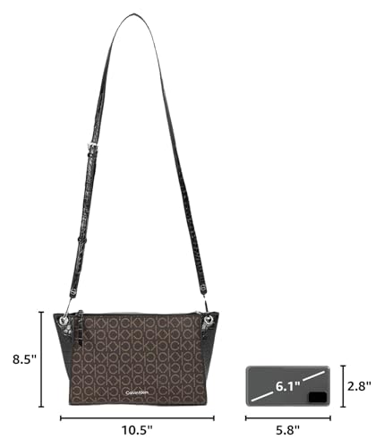 Image of Calvin Klein Reyna Crossbody, Brown /Khaki /Black Logo