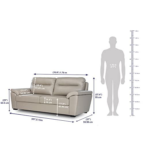 Image of Wakefit 6 Seater Sofa Set | 3+2+1 Seater, Cappuccino | Neem Wood & Leatherette Fabric | 94.9cm H x 215.9cm L x 93.9cm W