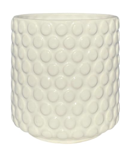 Nordring Ceramic Flower Pot Dotty - colorful Planter, Pot for plants sukkulents Size M (12,5 cm ø) Dia 5'' H 5'', Stoneware, white