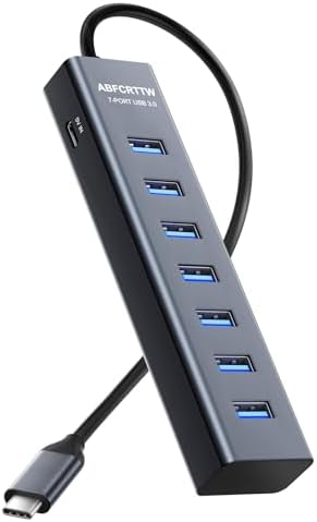 USB C to USB Hub Multiport Adapter, Aluminium 7-in-1 USB C Hub Multiport Adapter, USB Extenders, USB to USB c Adapter for MacBook Pro/Air, Laptop, iPad, iMac, U Flash, PSSD, HDD, Keyboard, Mouse