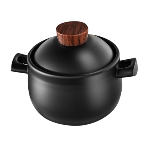 TOGEVAL Olla De Barro Para Guisos Resistente Al Gas Cacerola Familiar Para Estofados y Sopas Con Alta Capacidad y Superficie Antiadherente Fácil De Limpiar