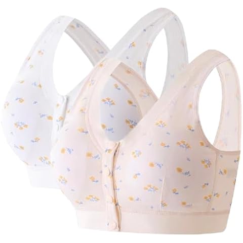 MIXZONES Daily Bras Beauty Front Snap Closure Comfort Evolution Wire Free Bra with Removable Paddded (XL 34B 34C 34D 36AB, grey/purple) Cover